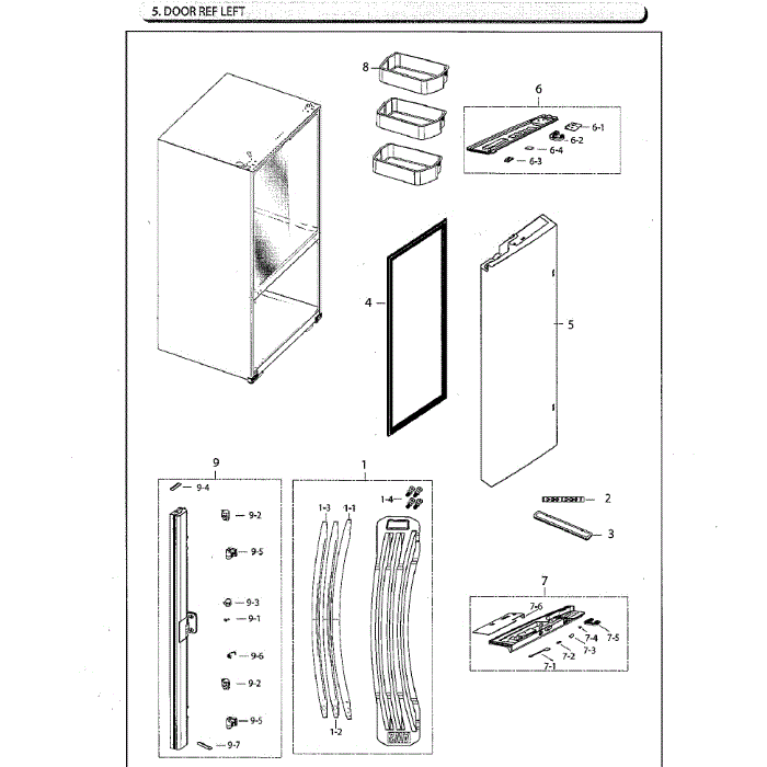 Fridge Door Lt Diagram and Parts List for RF261BEAESG AA-00 Samsung Refrigerator