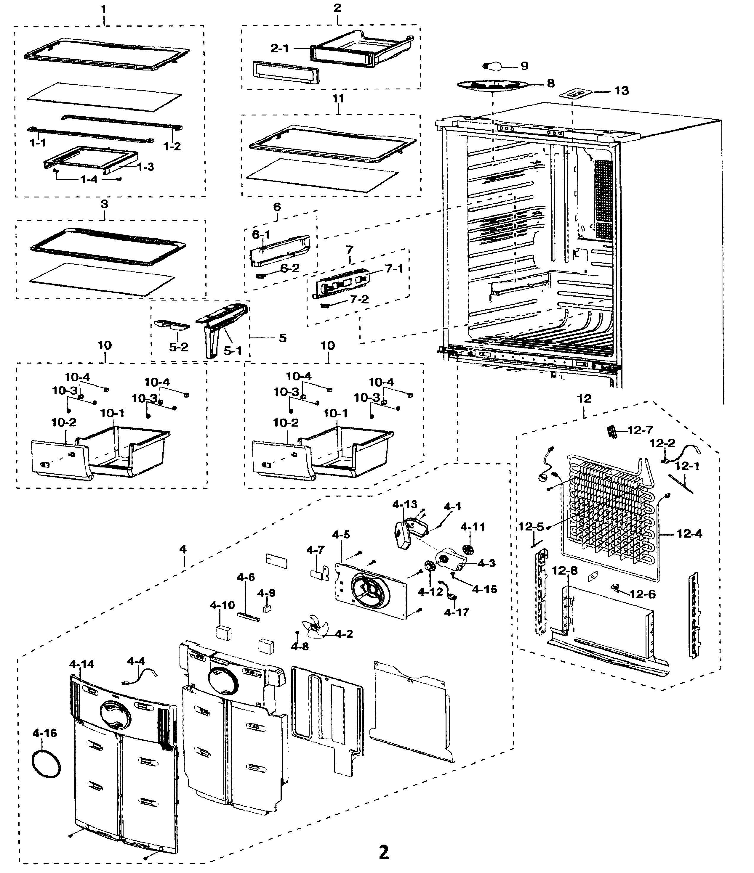 Refrigerator Diagram and Parts List for RF197ABBP XAA-0000 Samsung Refrigerator