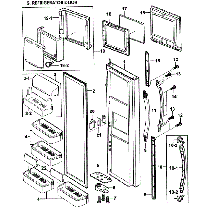 Right Door Diagram and Parts List for RS2578WW XAA-00 Samsung Refrigerator