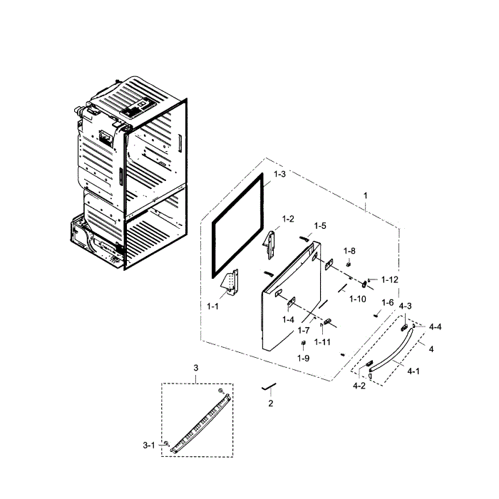Freezer Door Diagram and Parts List for RF28HDEDBSR AA-02 Samsung Refrigerator