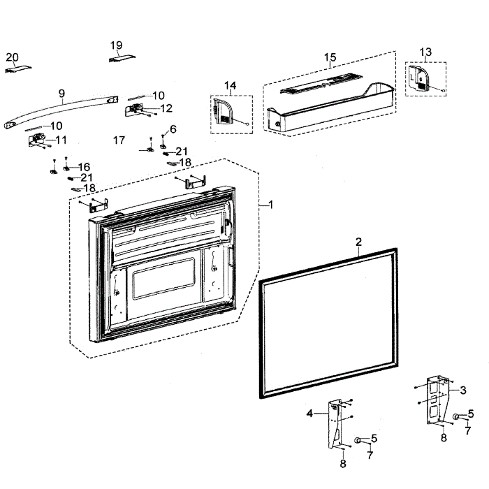 Freeze Door Diagram and Parts List for RFG297AARS XAA-00 Samsung Refrigerator
