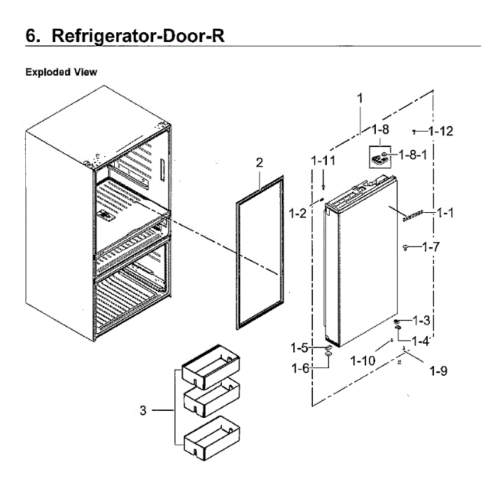 Fridge Door Rt Diagram and Parts List for RF23M8070SR AA-00 Samsung Refrigerator