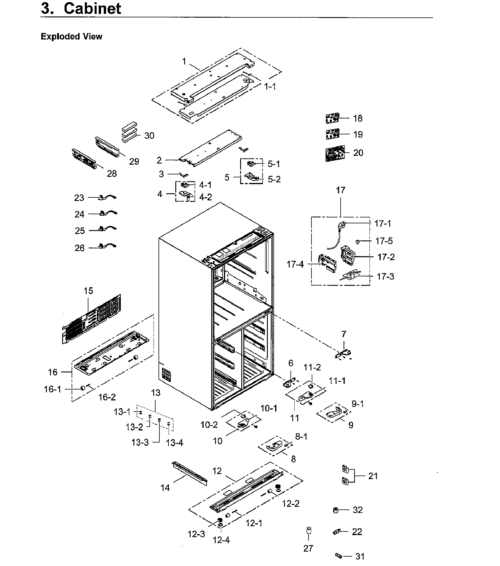 Cabinet Diagram and Parts List for RF24J9960S4 AA-0004 Samsung Refrigerator