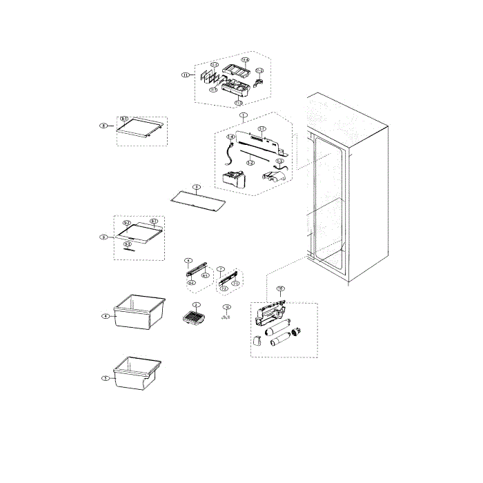 Refrigerator Diagram and Parts List for RS25H5000SP AA-00 Samsung Refrigerator
