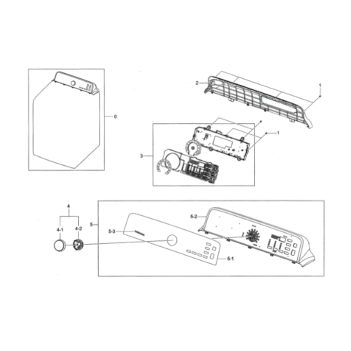 Control Panel Diagram and Parts List for DV45H7000EP A3-00 Samsung Dryer