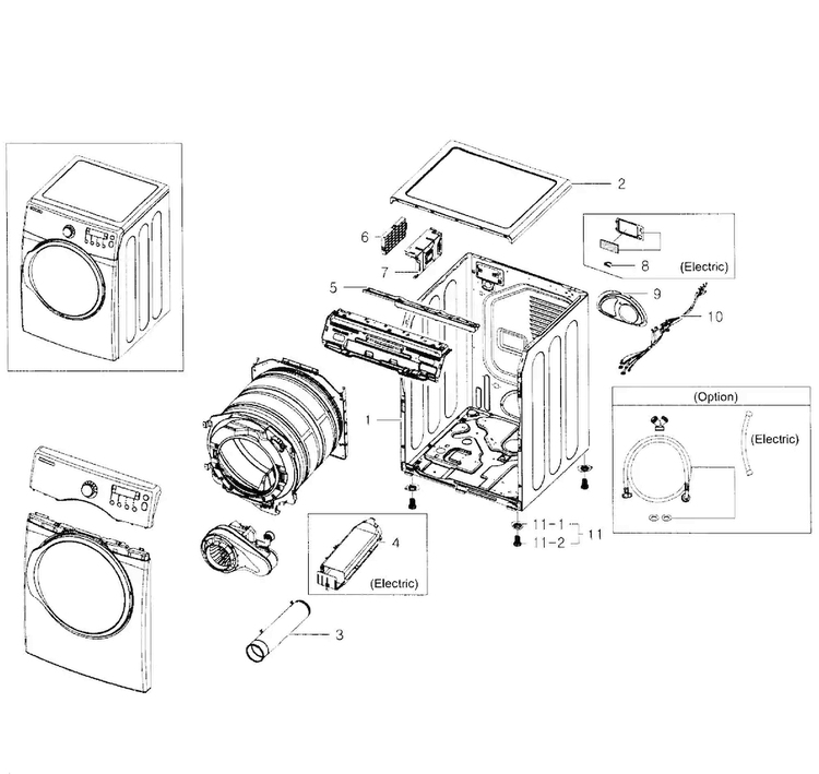 Main Assy Diagram and Parts List for DV331AER XAA-0001 Samsung Dryer