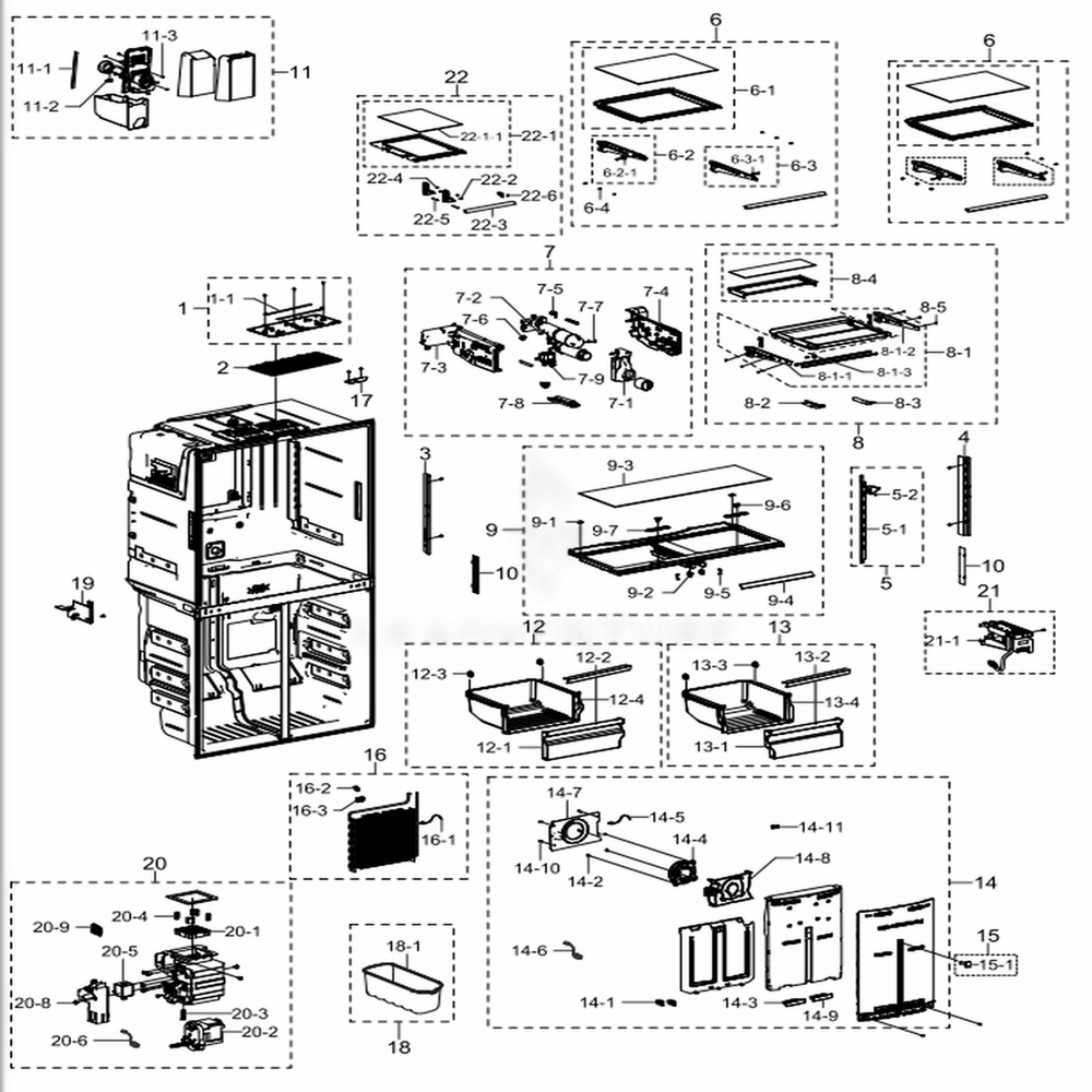 Fridge Diagram and Parts List for RF23J9011SG (AA)(0007) Samsung Refrigerator