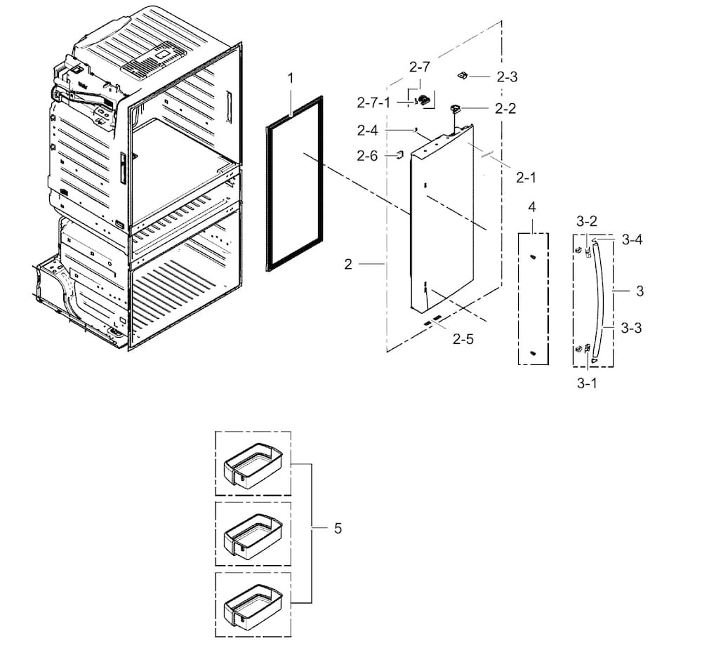 Fridge Door R Diagram and Parts List for RF25HMEDBSR AA-0000 Samsung Refrigerator
