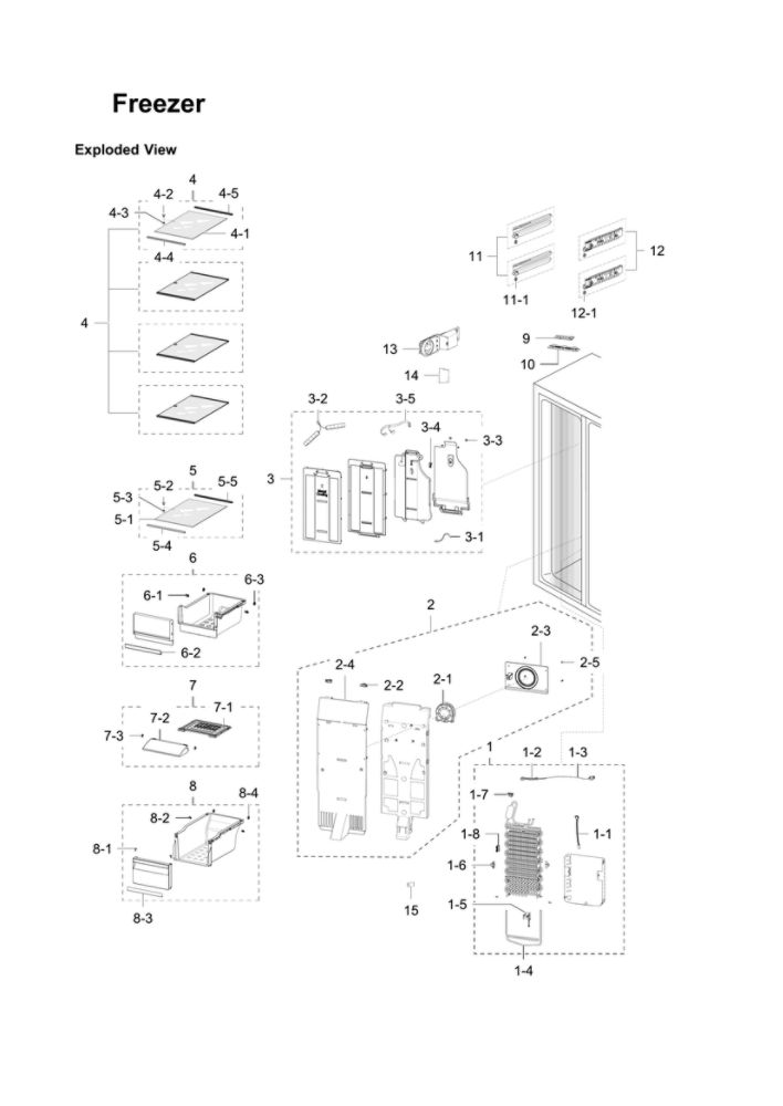 Freezer Diagram and Parts List for RH30H9500SR AA-03 Samsung Refrigerator