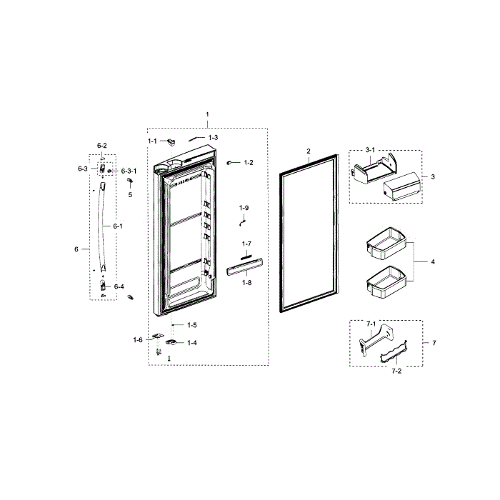 Fridge Door R Diagram and Parts List for RFG237AARS XAA-04 Samsung Refrigerator