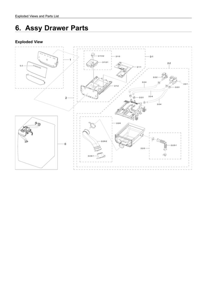 Drawer Assembly Diagram and Parts List for WF45R6100AC US-01 Samsung Washer