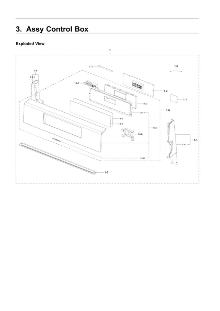 Control Box Assembly Diagram and Parts List for NX58R5601SS AA-00 Samsung Range