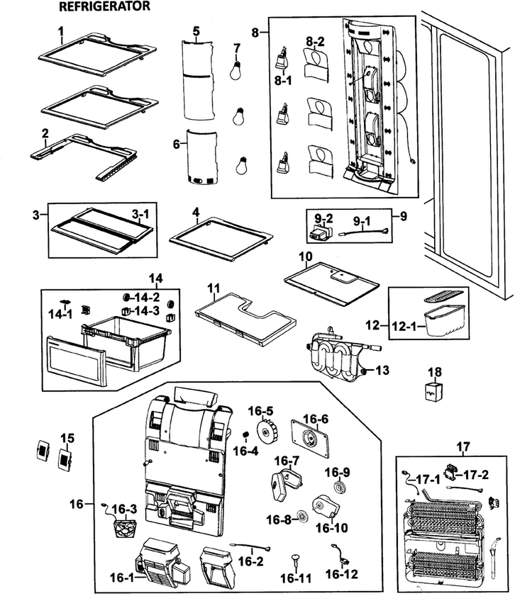 Refrigerator Diagram and Parts List for RM257ABBP XAA-0000 Samsung Refrigerator