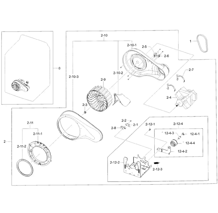 Motor Assy Diagram and Parts List for DV50F9A7GVW A2-0000 Samsung Dryer