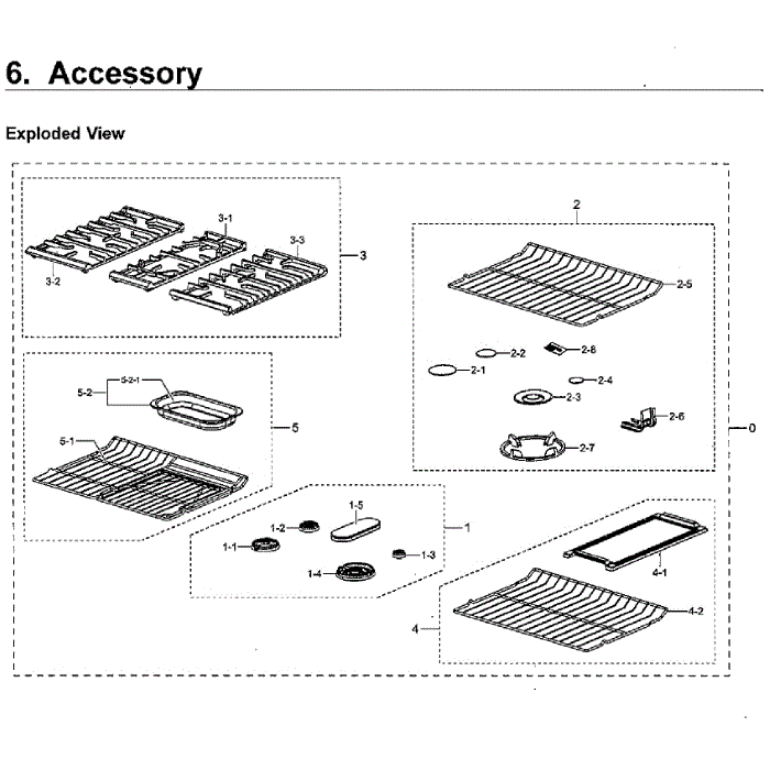 Accessory Diagram and Parts List for NX58M6650WG AA-00 Samsung Range