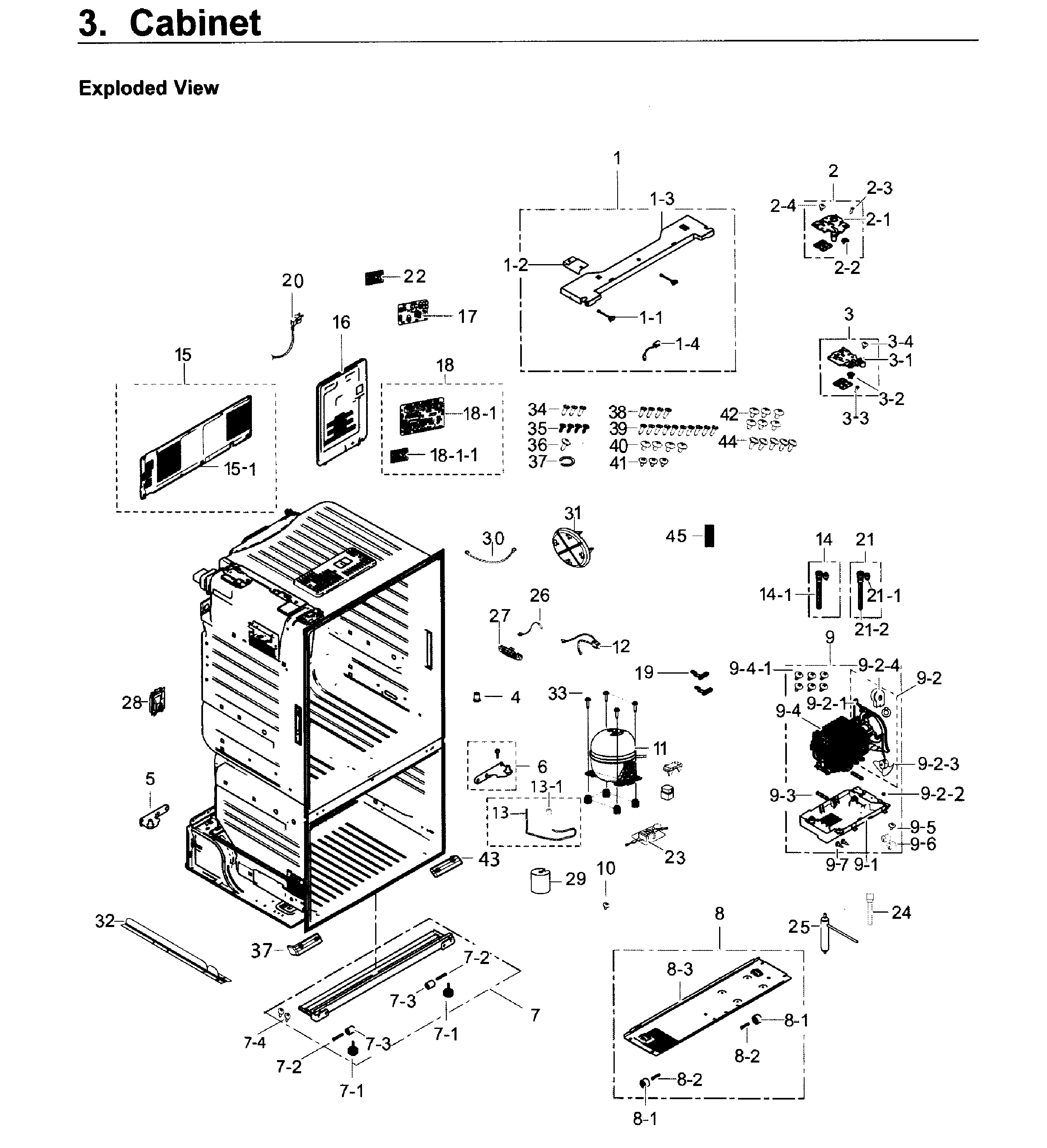 Cabinet Diagram and Parts List for RF26J7500WW AA-0000 Samsung Refrigerator