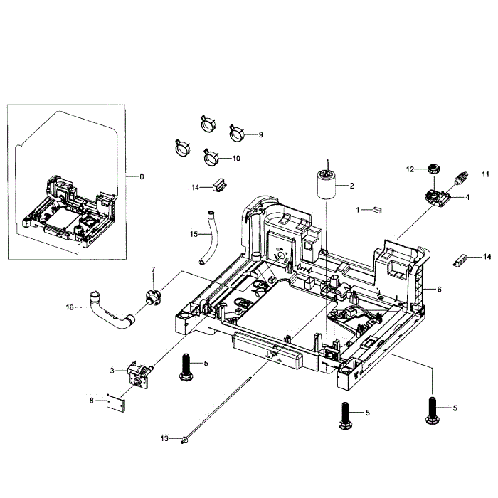 Base Assembly Diagram and Parts List for DW80H9930MO AA-00 Samsung Dishwasher