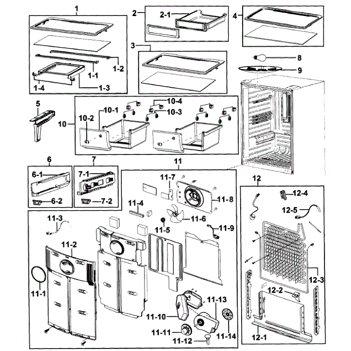 Refrigerator Diagram and Parts List for RB217ABBP XAA-00 Samsung Refrigerator