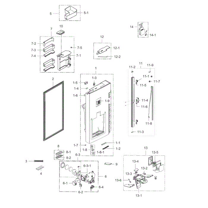 Fridge Door L Diagram and Parts List for RF34H9950S4 AA-01 Samsung Refrigerator
