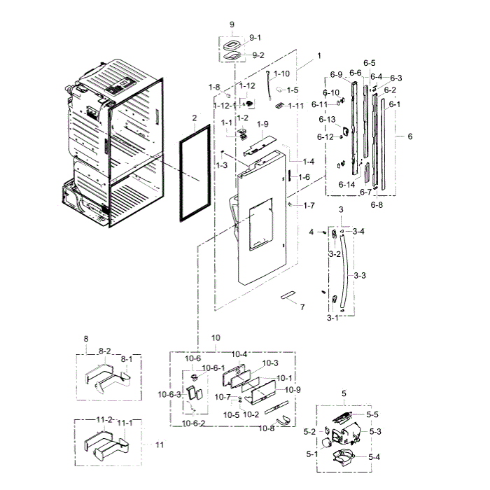 Fridge Door L Diagram and Parts List for RF28HFEDBBC AA-02 Samsung Refrigerator