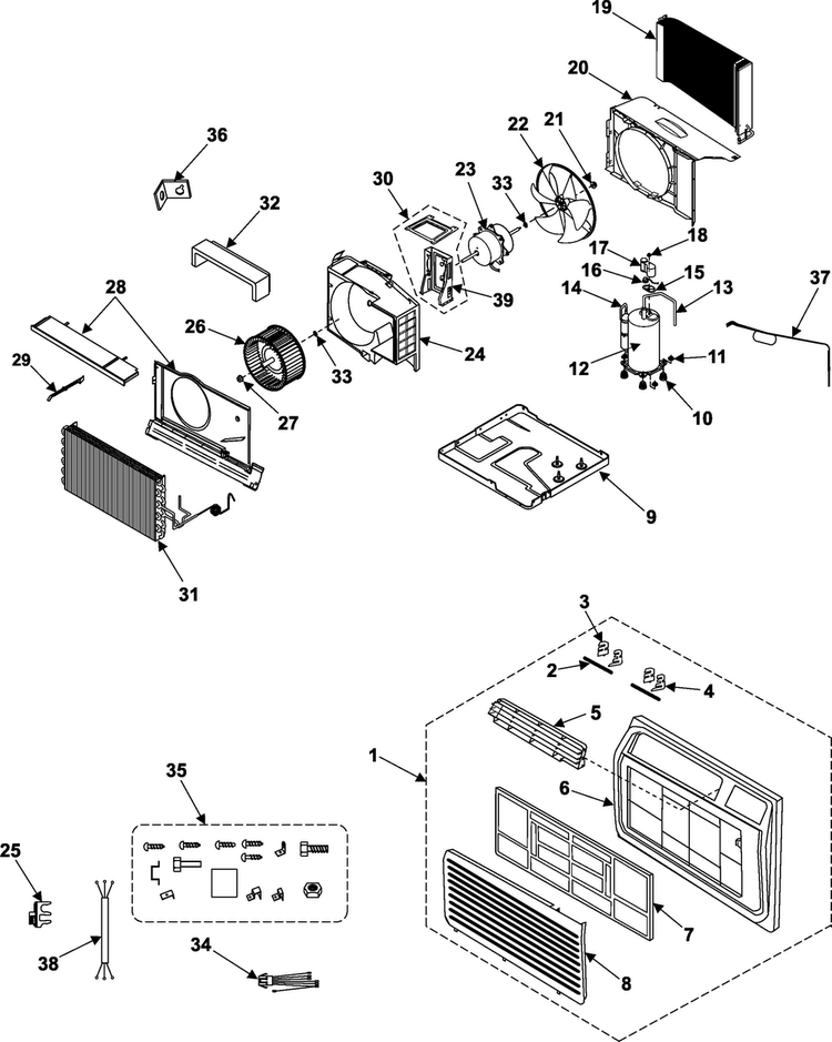 Chassis Assembly Diagram and Parts List for AW189CB XAA Samsung Air Conditioner