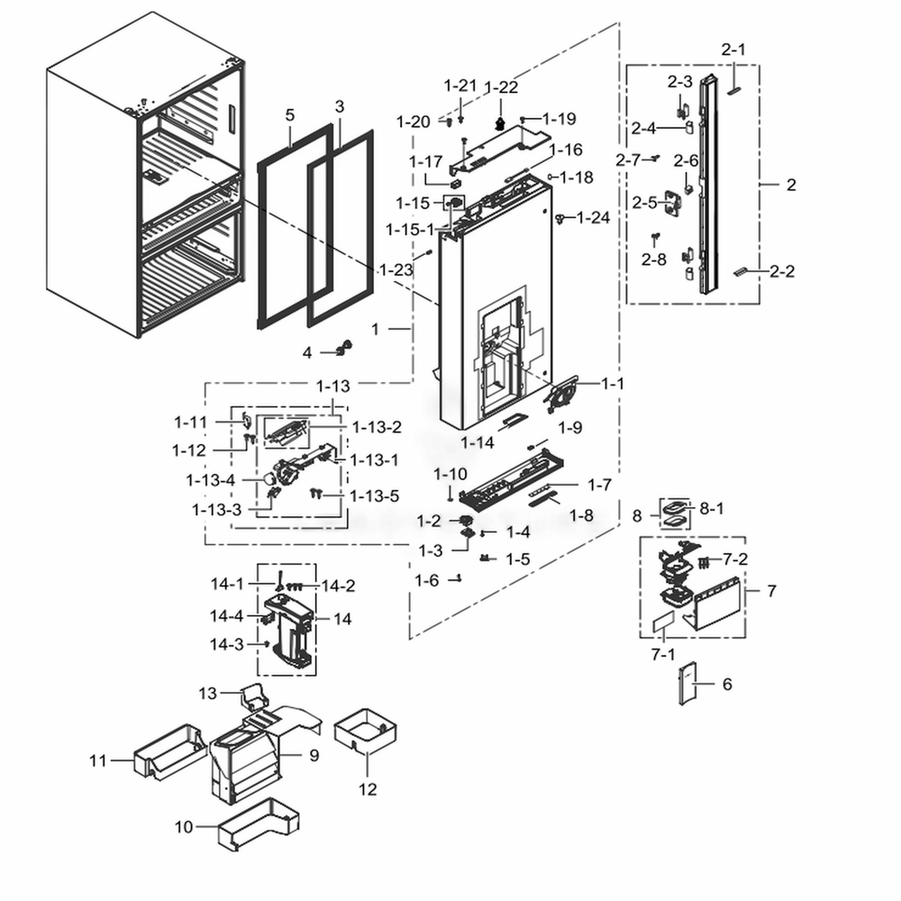 Refrigerator-Door-L Diagram and Parts List for RF23M8570SG (AA)(0002) Samsung Refrigerator