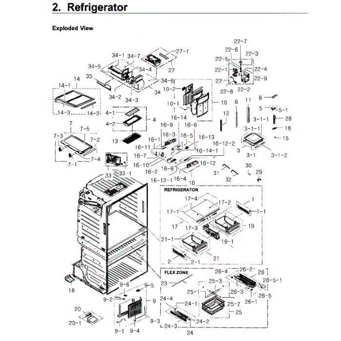 Refrigerator Diagram and Parts List for RF4267HARS XAA-03 Samsung Refrigerator