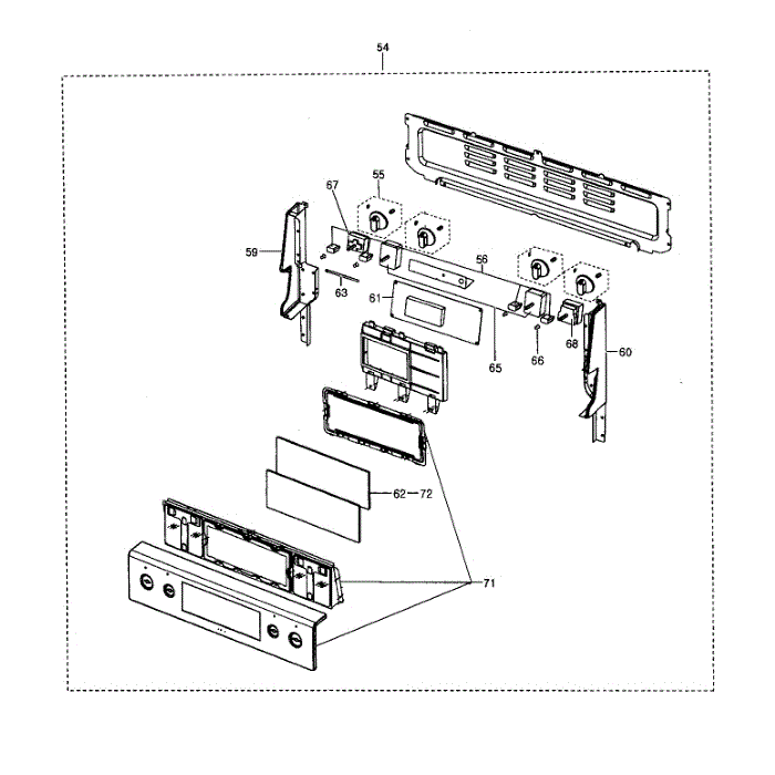 Control Panel Diagram and Parts List for FE710DRS XAA-01 Samsung Range