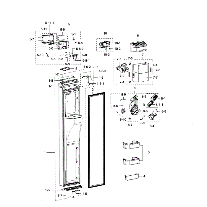 Freezer Door Diagram and Parts List for RSG307AARS XAA-01 Samsung Refrigerator