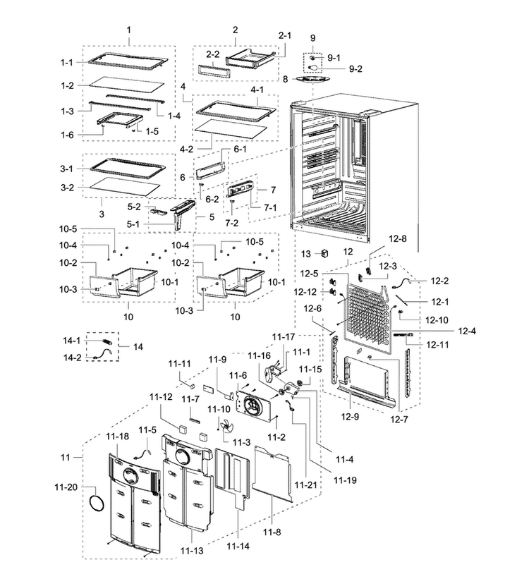 Refrigerator Diagram and Parts List for RB215ABPN XAA-0000 Samsung Refrigerator