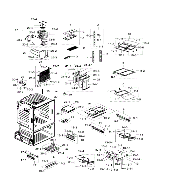 Fridge Diagram and Parts List for RF23HTEDBSR AA-06 Samsung Refrigerator