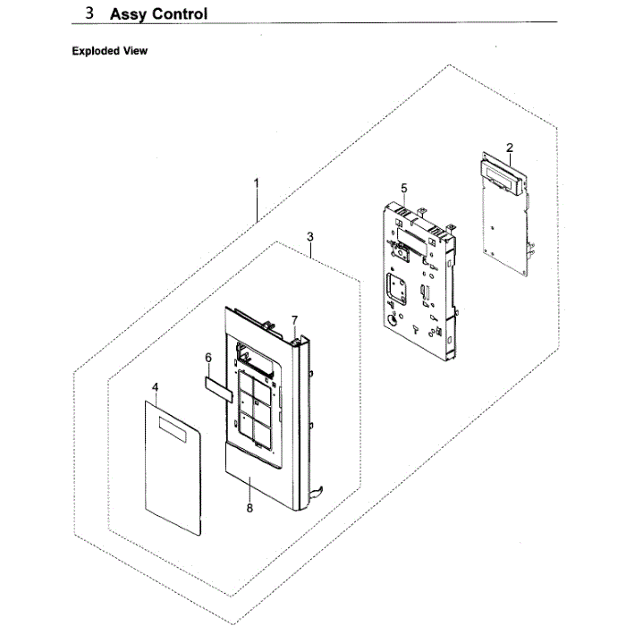 Control Box Diagram and Parts List for SMH1611S XAA-00 Samsung Microwave Oven Combo