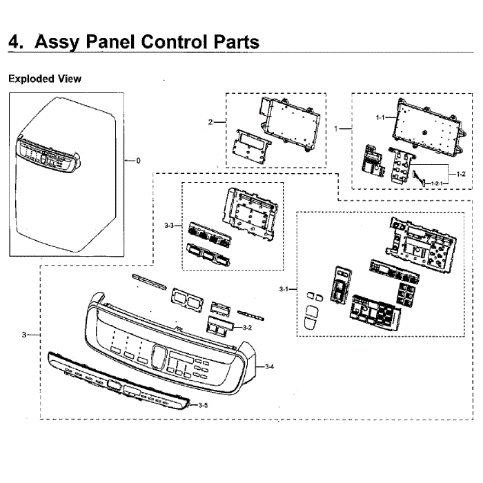 Control Panel Diagram and Parts List for WV55M9600AW A5-01 Samsung Washer