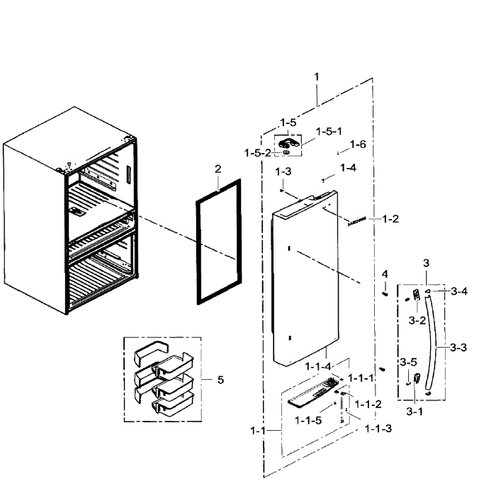 Fridge Door Rt Diagram and Parts List for RF24FSEDBSR AA-09 Samsung Refrigerator