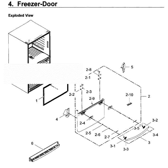 Freezer Door Diagram and Parts List for RF30KMEDBSR AA-02 Samsung Refrigerator