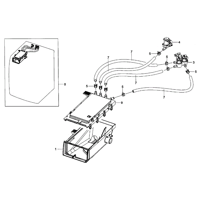 Drawer Housing Diagram and Parts List for WF435ATGJWR A1-02 Samsung Washer