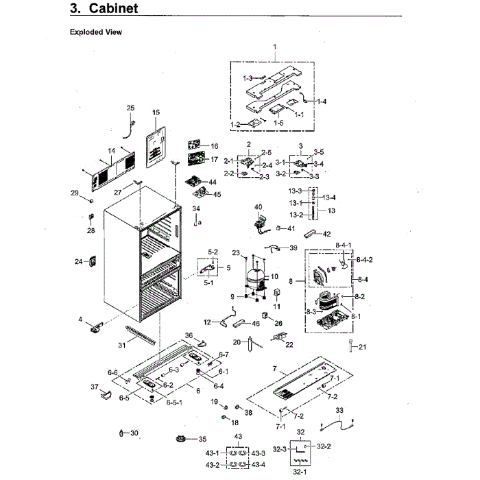 Cabinet Diagram and Parts List for RF23M8090SR AA-00 Samsung Refrigerator