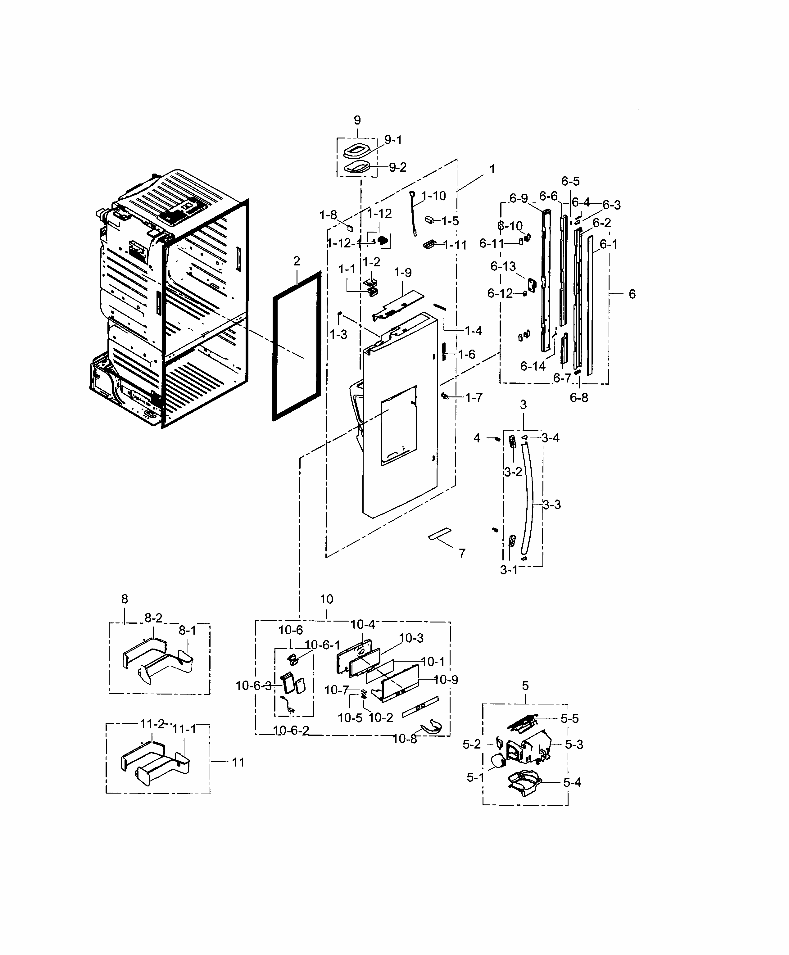 Door L-refrigerator Diagram and Parts List for RF28HFEDBSR AA-0001 Samsung Refrigerator