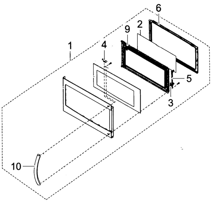 Door Assy Diagram and Parts List for SMH1713B XAA-0001 Samsung Microwave