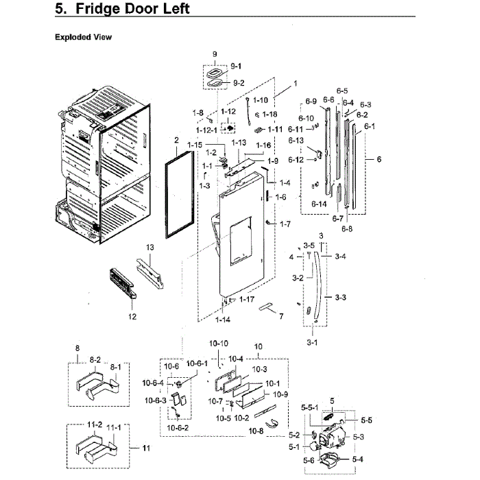 Fridge Door Lt Diagram and Parts List for RF23HCEDBWW AA-10 Samsung Refrigerator