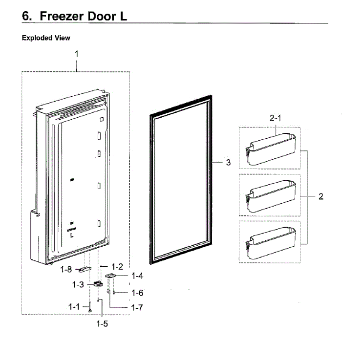 Freezer Door Lt Diagram and Parts List for RF28K9070SR AA-02 Samsung Refrigerator
