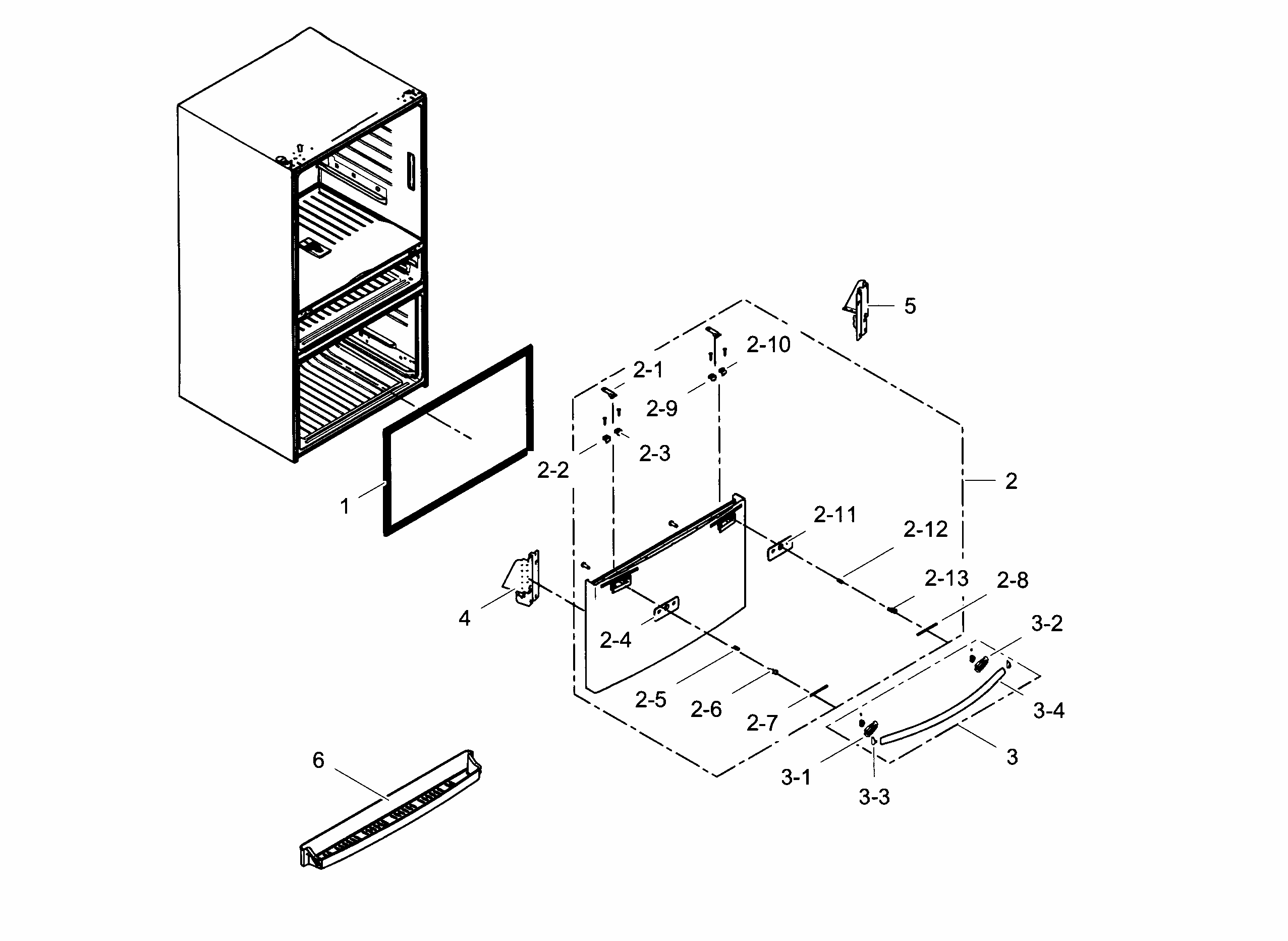Freezer Door Diagram and Parts List for RF31FMEDBSR AA-0003 Samsung Refrigerator
