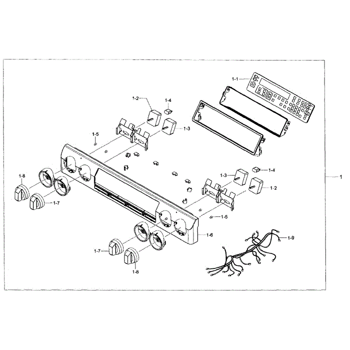 Control Panel Diagram and Parts List for NE58F9500SS AA-00 Samsung Range