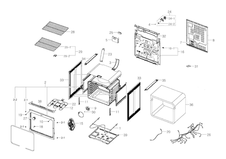Main Assy Diagram and Parts List for NE594R0ABSR AA-0000 Samsung Range
