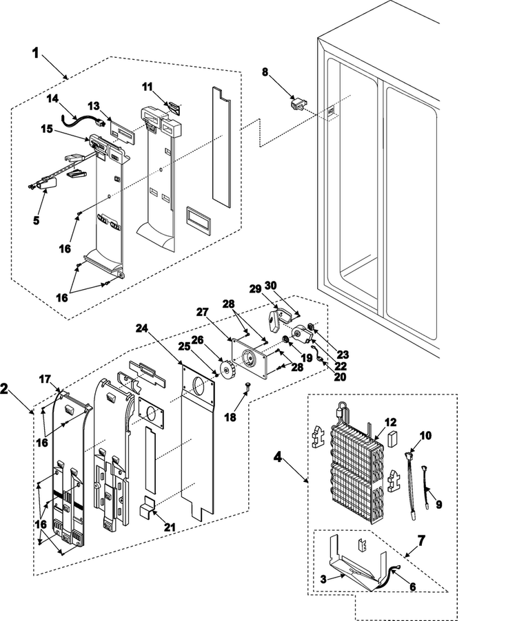 Freezer Compartment Diagram and Parts List for RH2777AT XAA Samsung Refrigerator
