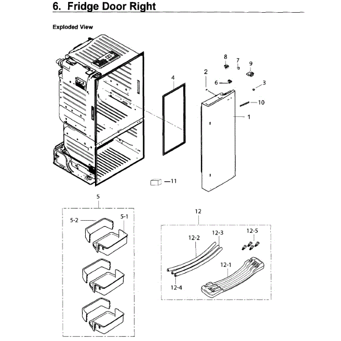 Fridge Door R Diagram and Parts List for RF263BEAESP AA-04 Samsung Refrigerator