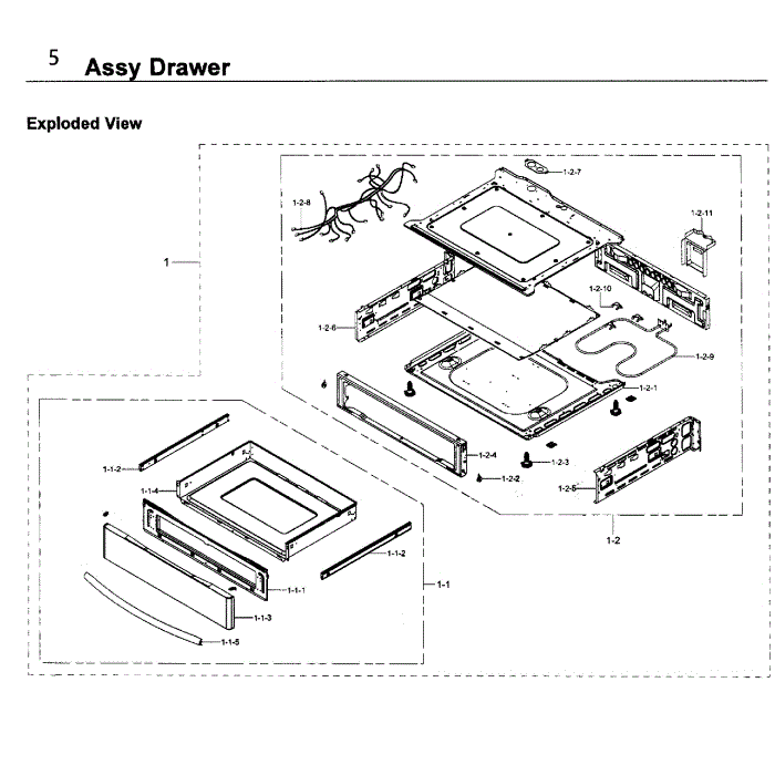Drawer Diagram and Parts List for NE58K9560WS AA-00 Samsung Range