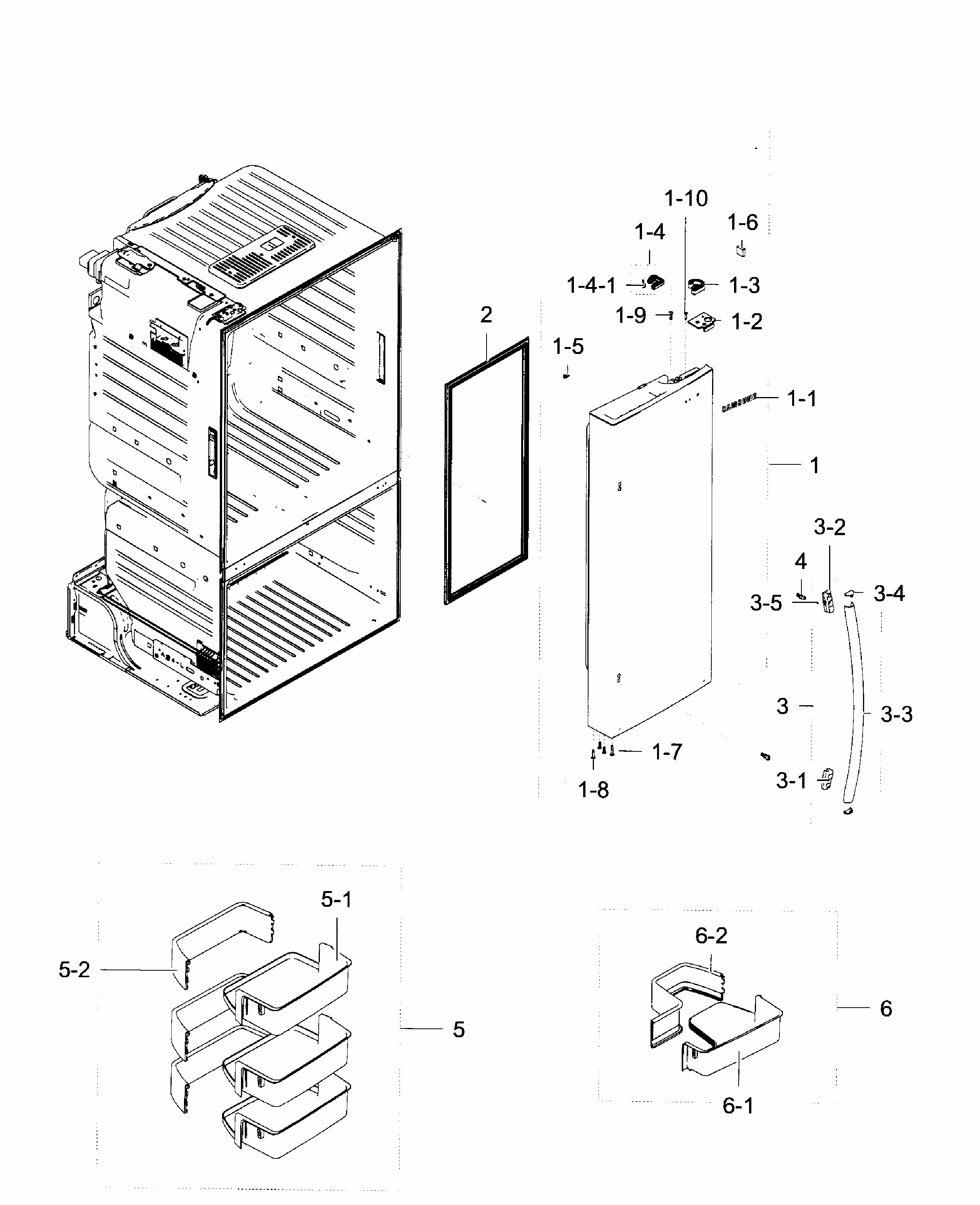 Right Door Diagram and Parts List for RF28HFEDBBC AA-0008 Samsung Refrigerator