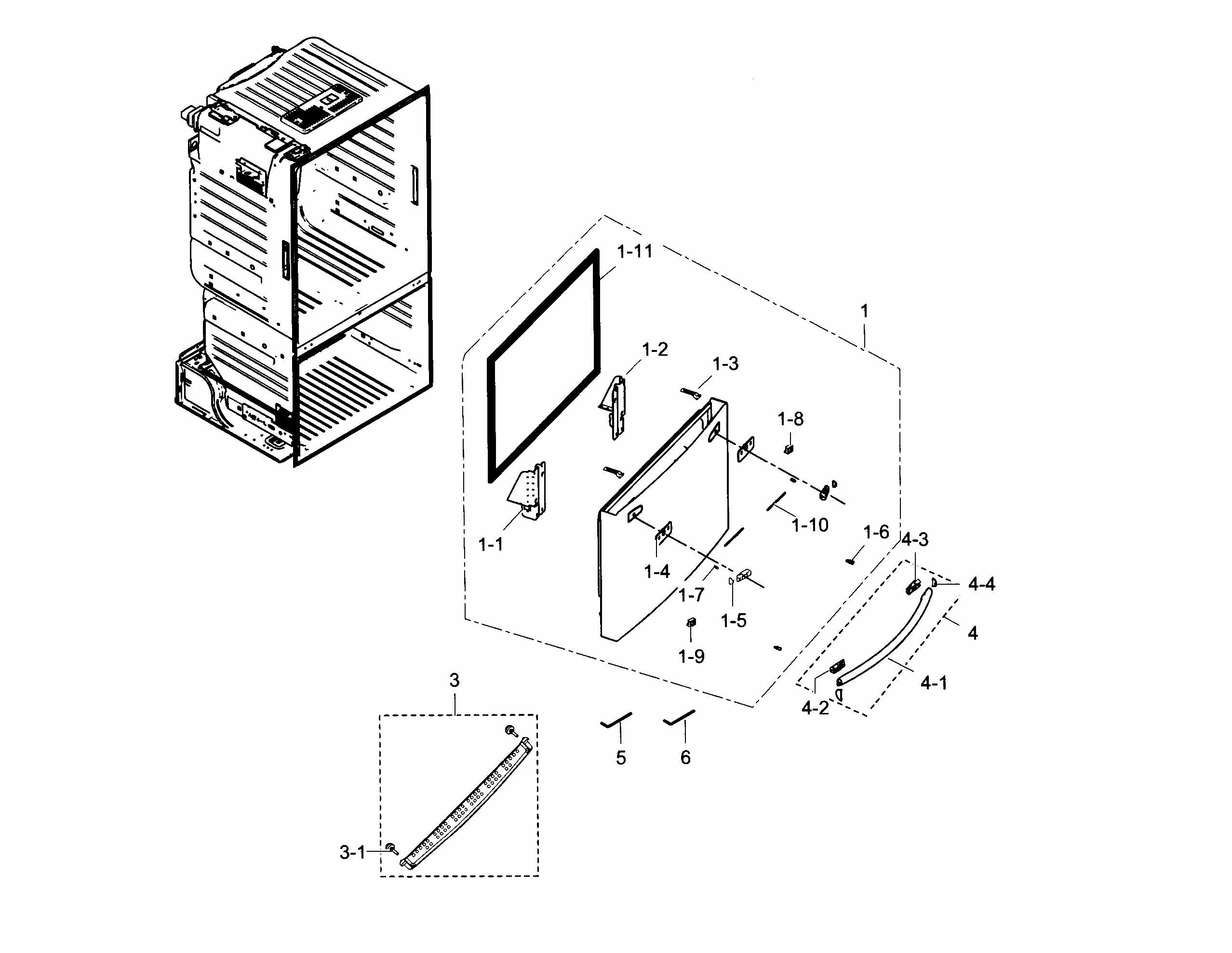 Freezer Door Diagram and Parts List for RF23HTEDBSR AA-0002 Samsung Refrigerator