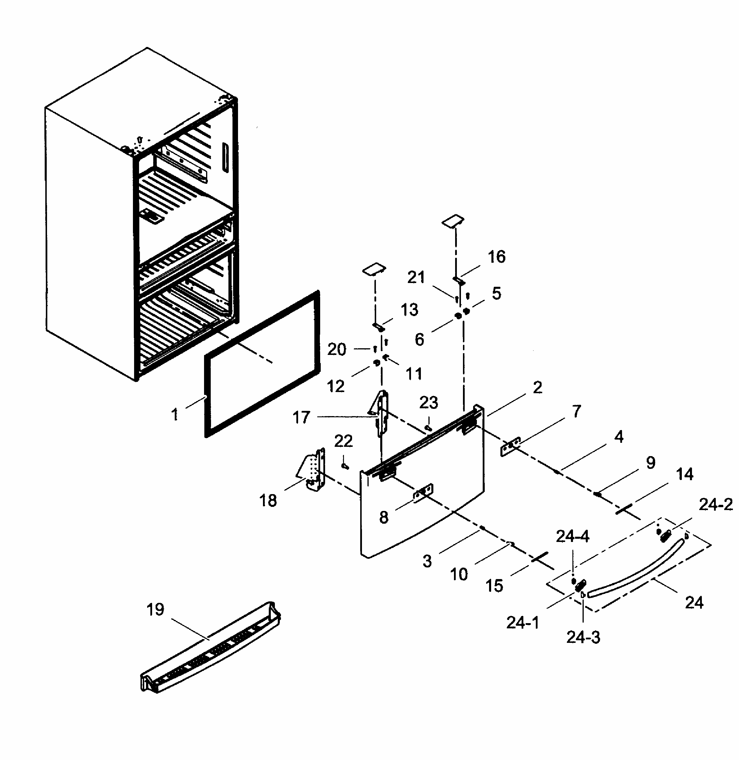 Freezer Door Diagram and Parts List for RF31FMESBSR AA-0001 Samsung Refrigerator